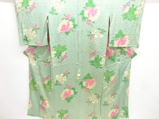 JAPANESE KIMONO / ANTIQUE KIMONO / SILK / MON KINSHA / PEONY & WISTERIA
